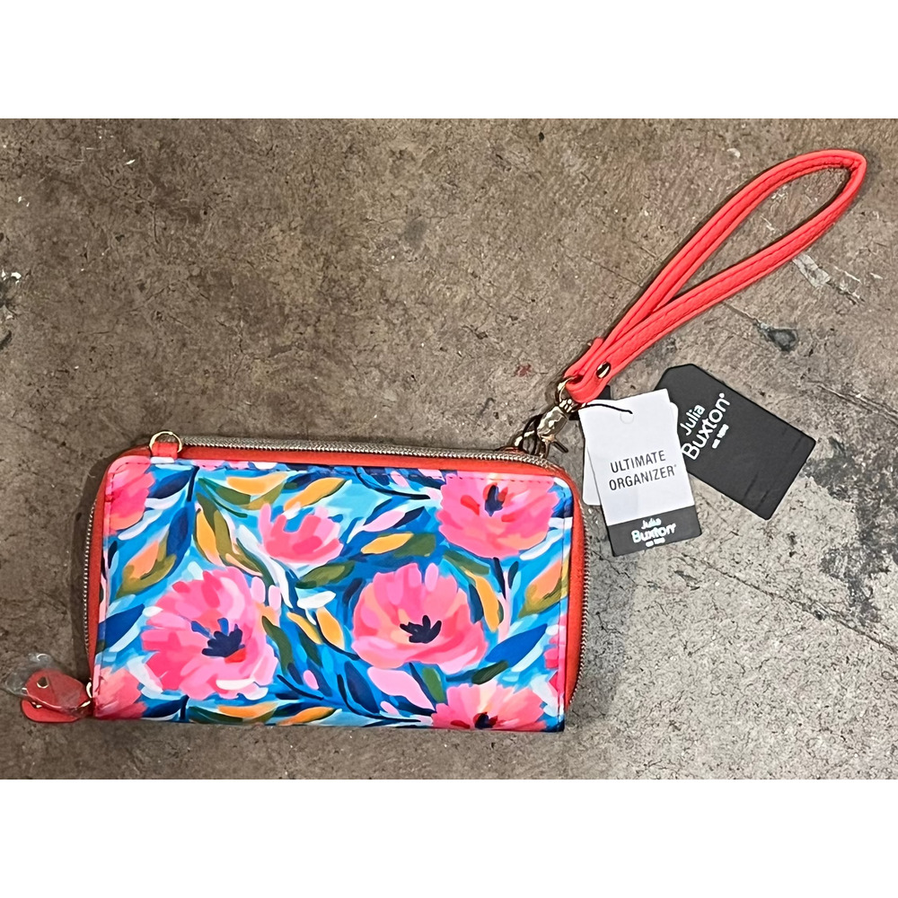 NWT Julia Buxton Vibrant Pastures Floral Print Ultimate Organizer RFID Shield &